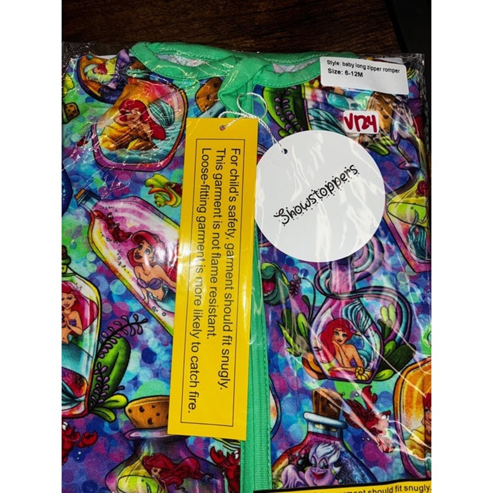 V124. Showstoppers Disney Ariel Under the Sea Bamboo Zippy 6/12M‎ NIB